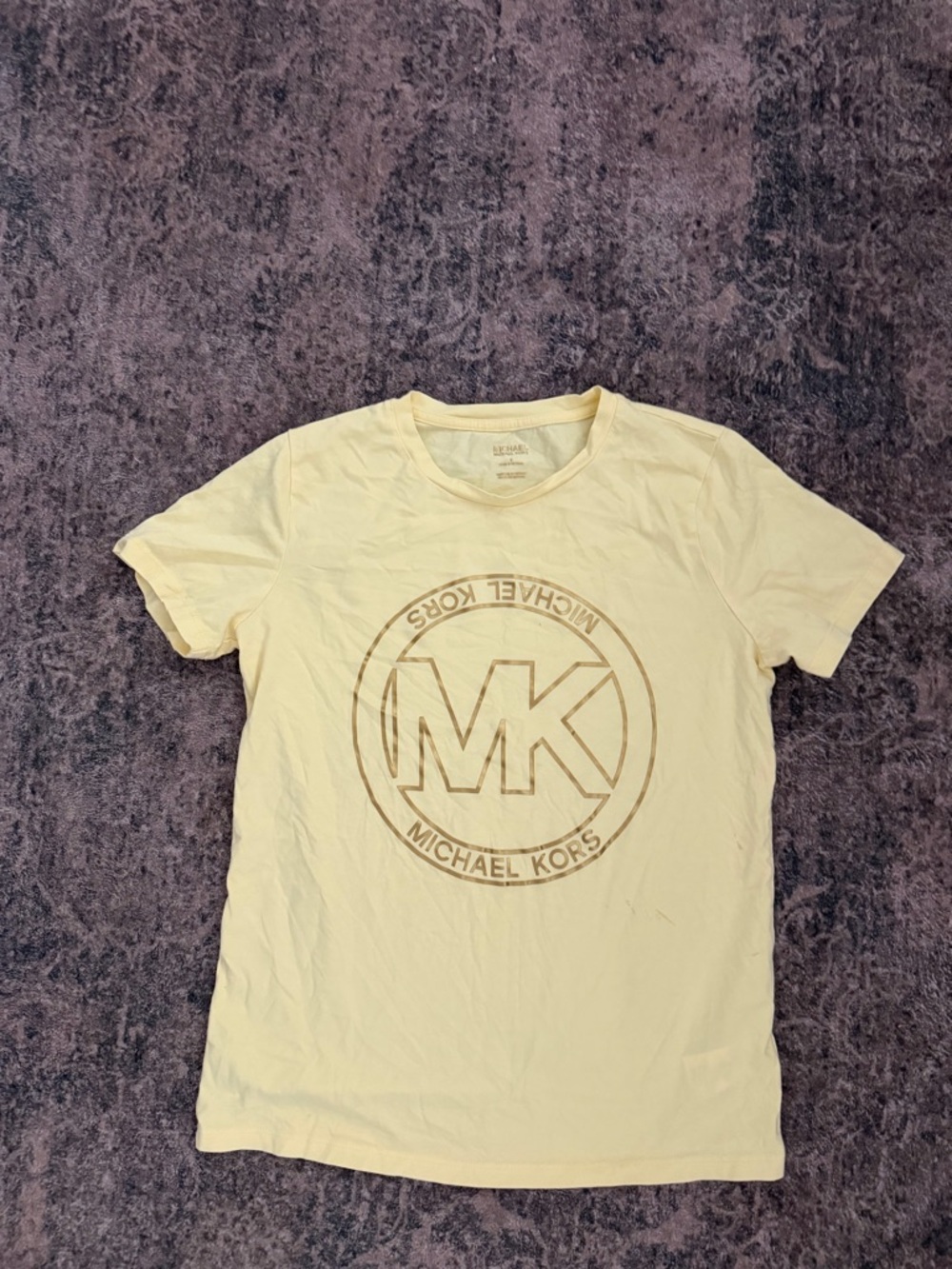 Michael Kors Pale Yellow MK Logo Short-Sleeve Tee